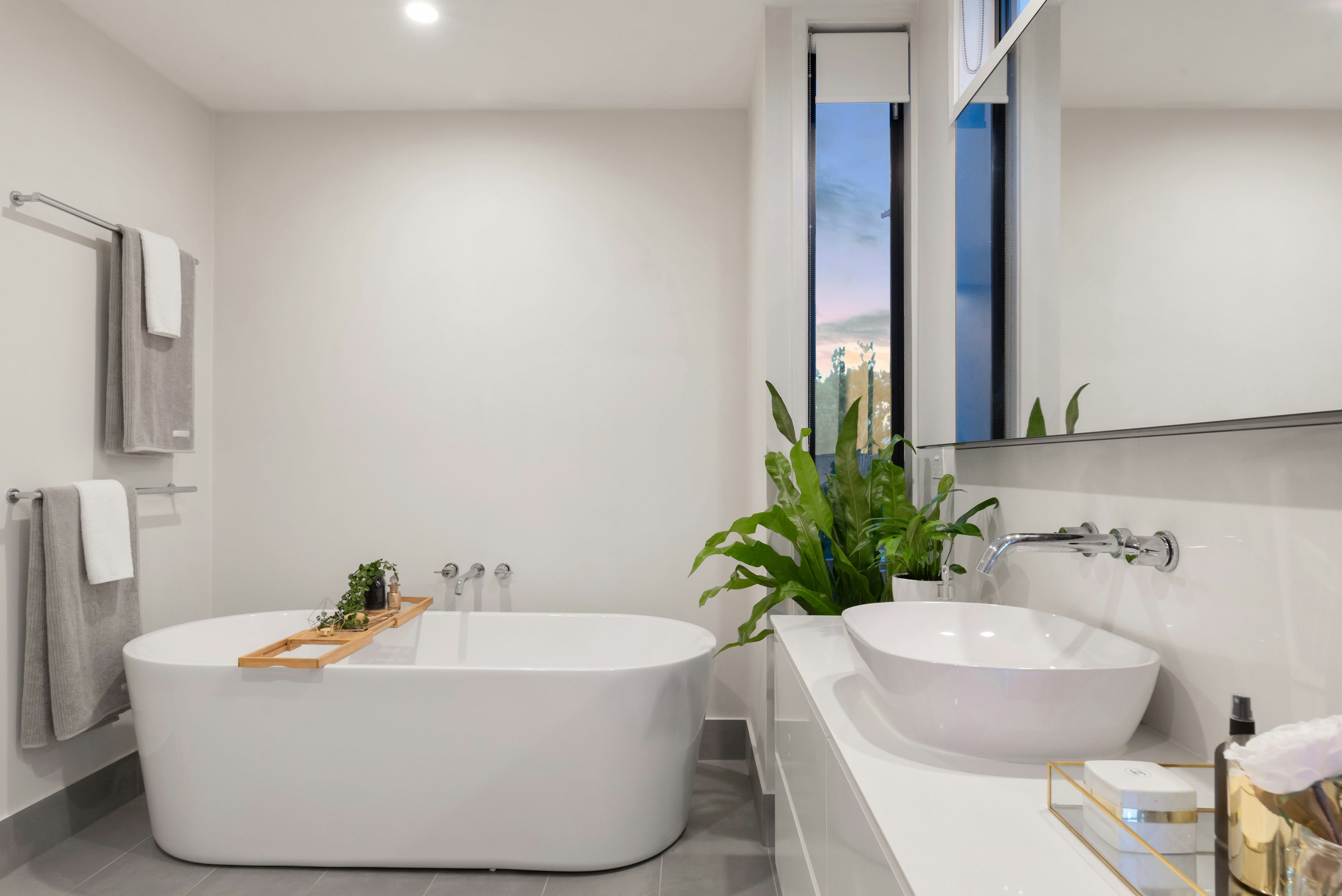 Reference image of a freestanding bathtub in a bright bathroom